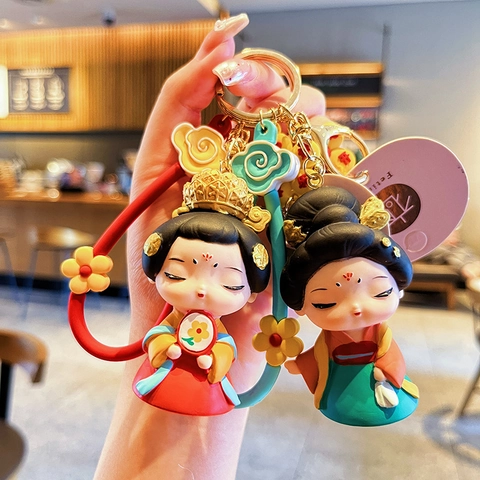 Tang-Dynastie Dame Hanfu Mädchen Schlüsselanhänger Niedlich Cartoon PVC Chinesischer Stil Tasche Charm Anhänger
