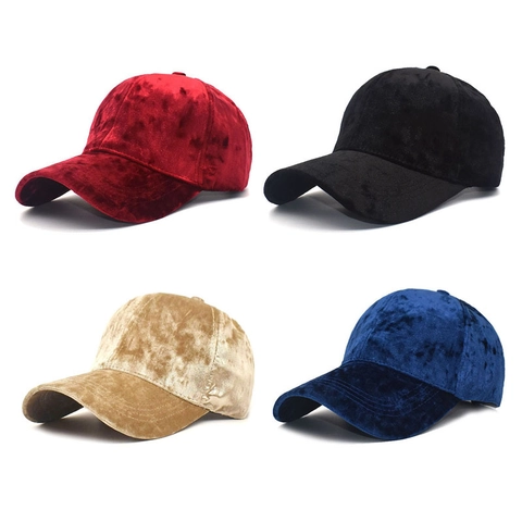 Velvet Baseball Cap Adjustable Solid Color Fashion Curved Brim Sun Hat For Men Women Korean Style Duckbill Hat