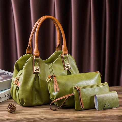 Borse Composite Vintage Da Donna Pelle PU Strutturata Tote Borsa A Tracolla Pochette E Portacarte Grande Capacità Ufficio Quotidiano
