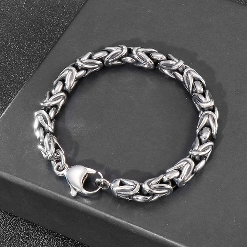 Men Byzantine Imperial Chain Necklace And Bracelet Titanium Stainless Steel Hip Hop Punk Jewelry Vintage Heavy Metal