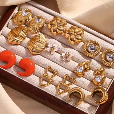 Edelstahl Zirkonia Künstliche Perle Blume Tränenohrringe Für Damen 18K Vergoldet Mode Pendeln Schmuck