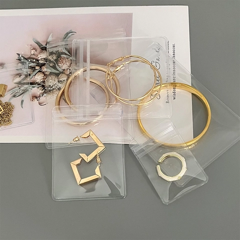 Transparent Thickened Plastic Jewelry Storage Zip Lock Bag Reusable Anti-Oxidation Sealing Pouch For Earrings Rings Necklaces Collectibles