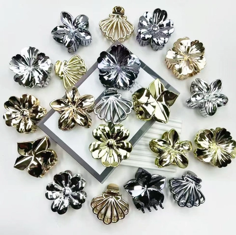 Mollette Per Capelli Eleganti Fiori Conchiglie Finitura Metallica Galvanizzata Fermagli Di Moda Per Donne Accessori Per Capelli
