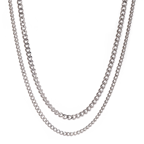 Double Layer Stainless Steel Necklace Snake And Curb Chain Waterproof Hypoallergenic Jewelry For Women