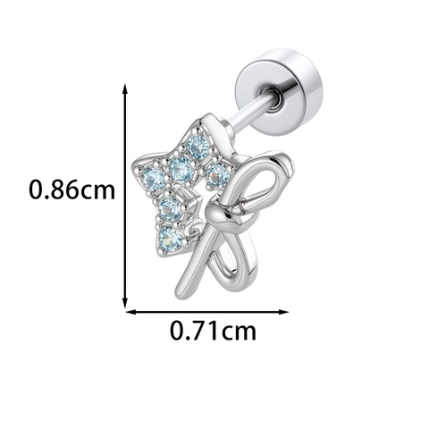 Zirkon Stern Schleife Piercing Knorpel Ohrring Stecker Titanstahl Schraubverschluss Minimalistischer Schmuck
