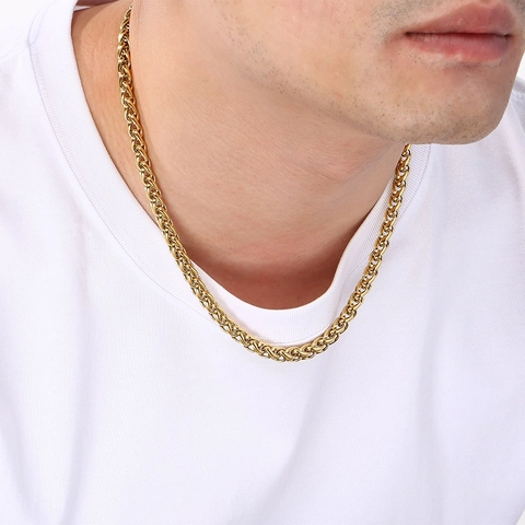 Unisex Edelstahl Schlichte Gliederkette Halskette Gold Silber Farbe Seil Schlange Weizen Kette Für Herren Damen Minimalist Schmuck Geschenk