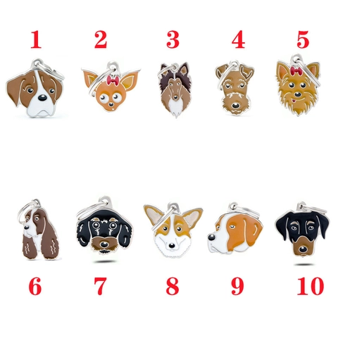 Cartoon Dog Head Keychain Metal Enamel Pet ID Tag Pendant For Dog Lovers Various Breeds Accessories