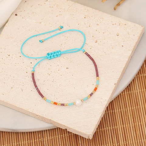 Handmade Woven Bracelet With Seed Beads And Artificial Pearl Adjustable Bohemian Ethnic Jewelry For Women