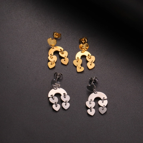 Orecchini Pendenti a Cuore in Acciaio Inossidabile Boho per Donna Orecchini a Bottone con Cuori Pendenti Regalo Gioielli Matrimonio Natale