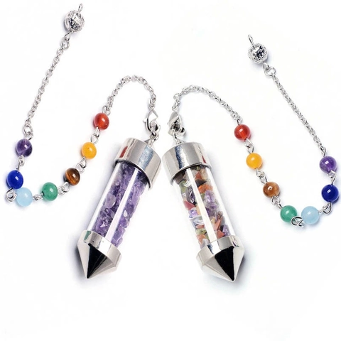 Collar Péndulo Cristal Chakra Curación Piedra Natural Botella Deseo Prisma Hexagonal Radiestesia Joyería Para Mujer Hombre