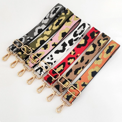 Adjustable Wide Bag Strap Leopard Print Jacquard Nylon Webbing Replacement Shoulder Belt For Crossbody Handbags