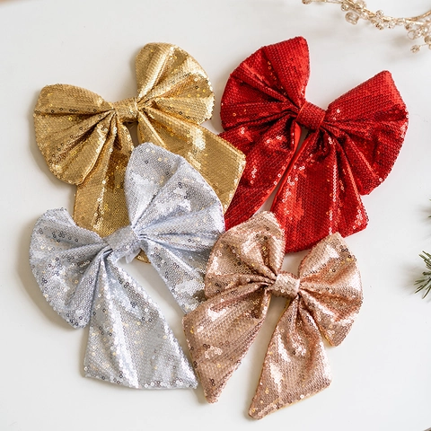 Fiocchi Di Natale Di Paillettes Ornamenti In Tessuto Luccicante Fiocchi Appesi Per Decorazioni Alberi Di Natale E Feste