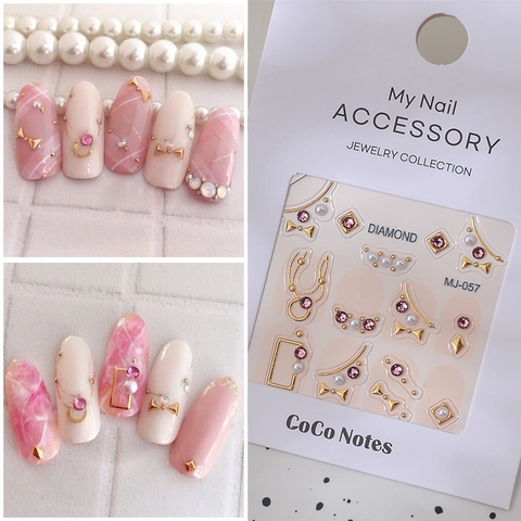Nail Art Stickers Three Dimensional Relief Decorations Rhinestones Faux Artificial Pearls Alloy Bows Hearts Zodiac Signs DIY Manicure