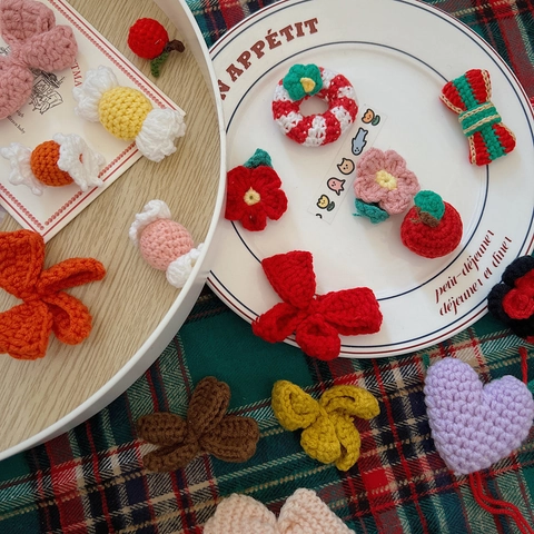 Crochet Christmas Ornaments Knitted Wool Mini Hanging Pendant For DIY Craft Festive Holiday Tree Decoration Handmade Cute Accessories