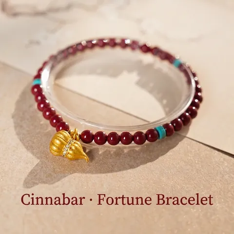Pulsera De Cuentas Cinabrio Cobre Circón Colgante De Calabaza Joyas Retro Estilo Chino Para Mujeres