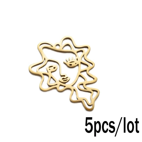 Colgantes De Cara Abstracta Acero Inoxidable Huecos Dijes Artísticos Geométricos Para Accesorios De Creación De Joyas DIY