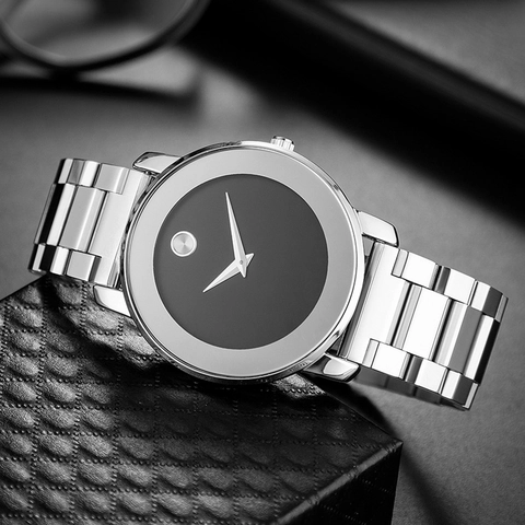 Orologio al Quarzo Minimalista da Uomo Cinturino in Acciaio Inossidabile Impermeabile Orologio da Polso Business Quadrante Stile Museum