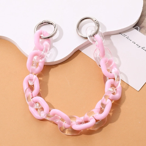 Acrylic Chain Bag Strap Candy Color Water Bottle Phone Case Handle Decoration Chain With Silver Metal Spring Ring For Women