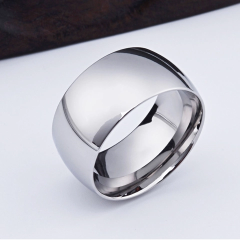Wide Band Ring 18K Gold Plated Stainless Steel Polished Mirror Finish Chunky Minimalist For Men Women
