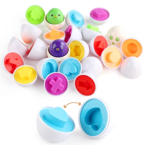 Educational Matching Egg Toy For Kids Toddlers Color Shape Recognition Montessori Early Learning Tools Simulation Eggs Cartoon Dinosaur Fruit Vegetable Geometric Puzzle Toys