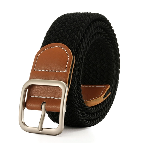 Ceinture Tressée en Toile Décontractée Unisexe Ceinture Élastique Minimaliste Boucle Ardillon pour Hommes Femmes Vêtements Quotidiens