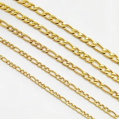 Polished Figaro Chain Bracelet Stainless Steel Gold Plated Fashion Hip Hop Jewelry For Unisex Men Women Lobster Clasp