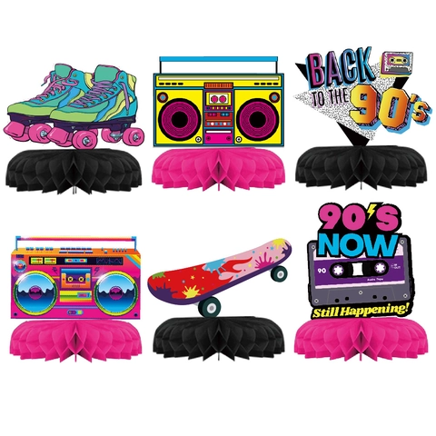 Retro Disco Party Waben Tischdeko Ornamente Karton Papier Desktop Dekorationen Für Geburtstagsfeiern Bunt 3D