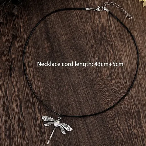 Vintage Dragonfly Pendant Necklace With Zinc Alloy And Faux Moonstone Iridescent Stone Boho Nature Style Jewelry For Women