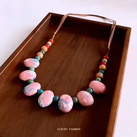 Collana Di Perline In Ceramica Etnica Vintage Fatta A Mano Perline In Legno Colorate Stile Boho Per Donne