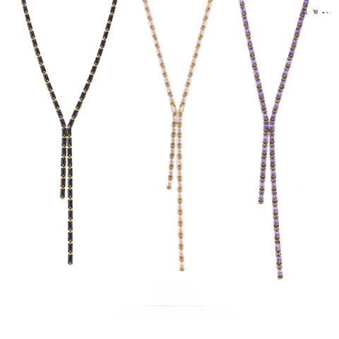 Collier En Y À Franges En Acier Au Titane Coupe Baguette Zircon Géométrique Élégant Bijoux Minimalistes Pour Femmes