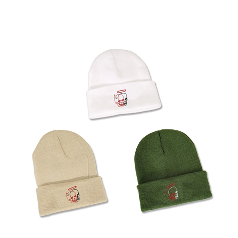 Gebreide Beanie Muts Acryl Warm Winter Streetwear Geborduurd Schedel Duivel Ontwerp Voor Heren Dames