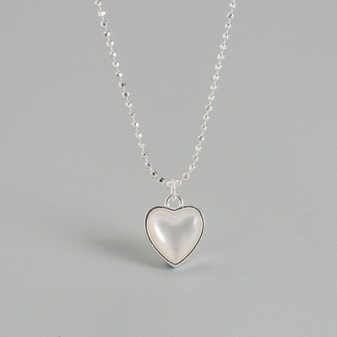 925 Sterlingsilber Perlmutt Herz Anhänger Halskette Für Damen Minimalistisch Perlenkette Choker Schlüsselbeinkette Schmuck