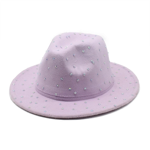 Cappello Fedora Con Strass Tesa Larga Cappello In Feltro Panama Jazz Per Uomini Donne Accessorio Street Style