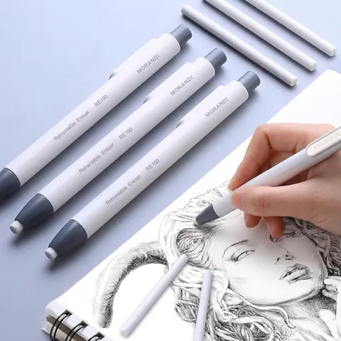 Gomma Da Cancellare Retrattile A Forma Di Penna Ricaricabile Senza Polvere Disegno Schizzo Scuola Ufficio Colori Morandi Plastica