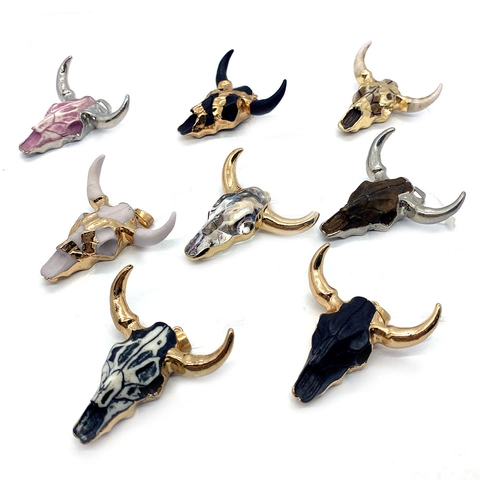 Colgantes De Calavera De Cabeza De Toro Acrílico Forma De Animal Aleación Galvanizada Charms Para La Fabricación De Joyas DIY Estilo Gótico