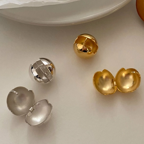 Kugel Ohrringe 925 Sterling Silber Spiegelglanz Französisch Vintage Minimalistischer Schmuck Für Damen