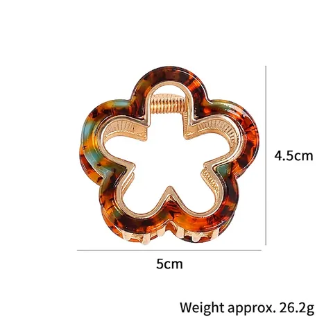 Flower Shape Acetate Acrylic Hair Claw Clip Metal Spring Leopard Tortoiseshell Marble Pattern Shark Clip For Women