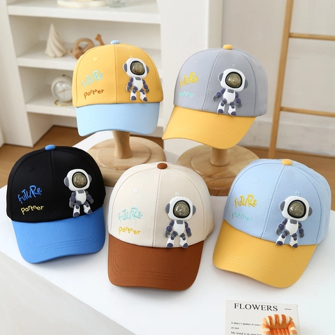 Cappello Da Baseball Bambini Astronauta Robot Cotone Traspirante Cappello Da Sole Regolabile Colore Contrasto Ricamo