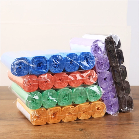 Disposable Trash Bags Thickened PE Material Flat Mouth Point Break For Home Waste Management Multi Colored Garbage Liners