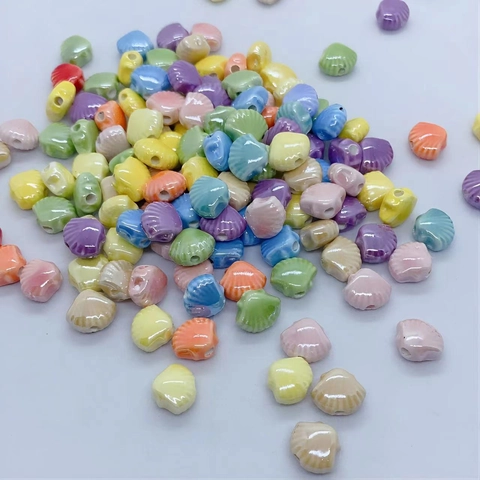 Shell Shape Ceramic Loose Beads Glazed Colorful Marine Style For DIY Jewelry Making Bracelet Necklace Crafting Accessory