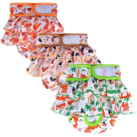 Pet Physiological Pants Reusable Dog Diaper Cute Cartoon Print Breathable Female Dog Sanitary Pants Pet Apparel