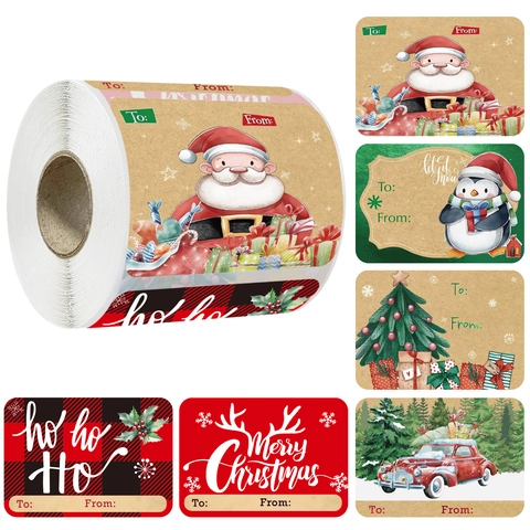 Etichette Regalo Di Natale Adesivi Carta Kraft Autoadesivi Etichette Festive Con Spazio Nome Da E Per Per Decorazione Regali
