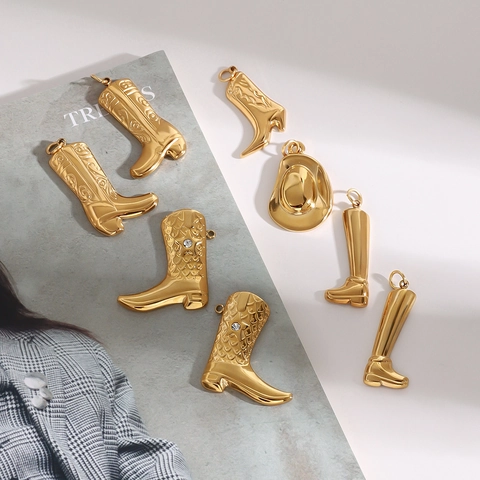 Ciondoli A Forma Di Cappello Da Cowboy Occidentale Pendenti In Acciaio Inossidabile Oro Per Creazione Di Gioielli DIY Ipoallergenico