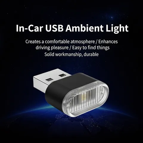 Mini USB LED Night Light Portable Car Ambient Lamp For Laptop Power Bank Colorful Gradient Universal Small Plastic Metal