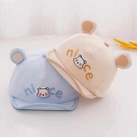 Baby Honkbalpet Katoenmix Schattige Nice Berenoren Borduurwerk Zonbescherming Ademende Pet Voor Peuters