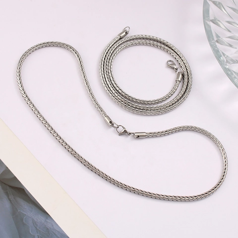 Collana A Catena Foxtail In Acciaio Inossidabile Trama Intrecciata Geometrica Minimalista Gioielli Lunghi Da Donna