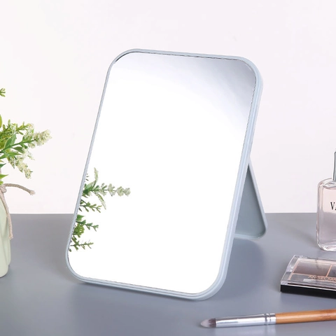 High Definition Portable Foldable Desktop Makeup Mirror ABS Plastic Square Princess Style Vanity Mirror For Bedroom Travel
