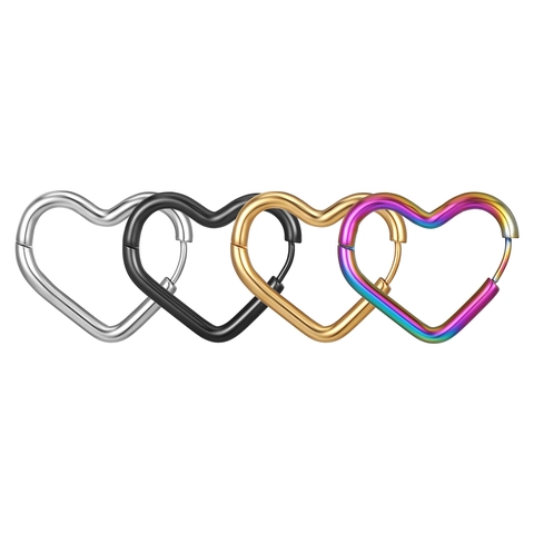 Heart Hoop Earrings Stainless Steel Minimalist Polished Heart Shape Jewelry For Women Men Gift Trendy Ear Buckles
