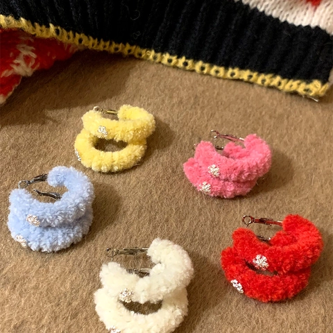 Créoles En Peluche Avec Tige En Argent Sterling 925 Alliage Métal Flocon De Neige Hiver Bijoux Élégants Festifs
