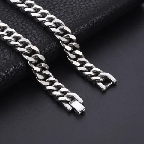 Bracciale A Catena Cubana Acciaio Inossidabile Lucidato Catena Pesante Hip Hop Stile Di Strada Gioielli Per Uomini E Donne